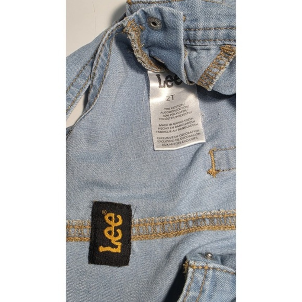 Toddler Lee Vintage Look Shortalls Denim Cotton Blend Size 2T Light Blue Unisex - Picture 9 of 9